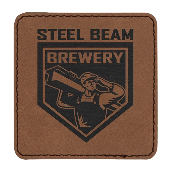 3" x 3" x 1/16" rectangular PU leatherette garment patch.... from ASI 74601 Calico