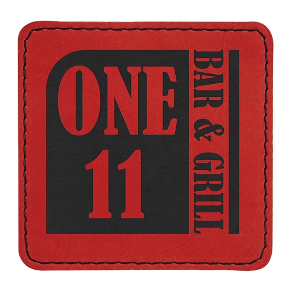 3" x 3" x 1/16" rectangular PU leatherette garment patch.... from ASI 74601 Calico