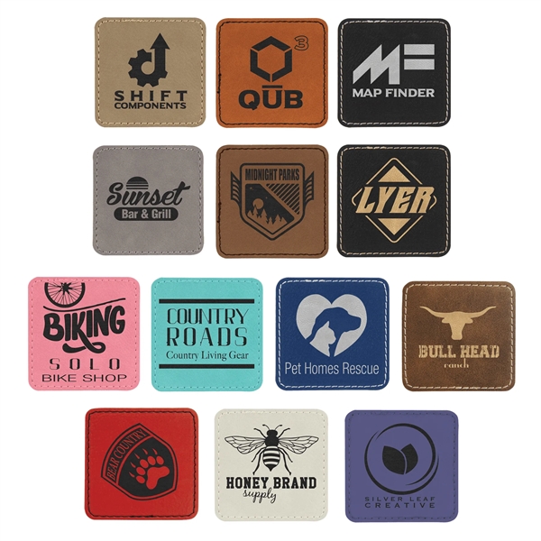 2.5" x 2.5" x 1/16" square PU leatherette garment patch.... from ASI 74601 Calico