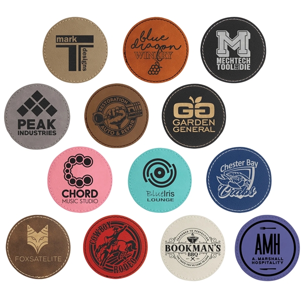 3" x 3" x 1/16" round PU leatherette garment patch.... from ASI 74601 Calico