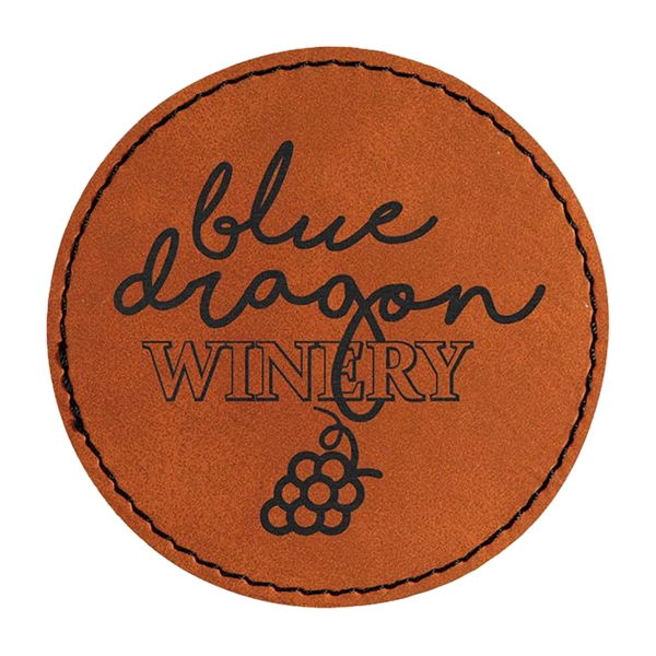 3" x 3" x 1/16" round PU leatherette garment patch.... from ASI 74601 Calico