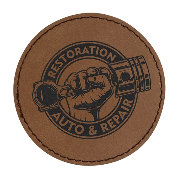 3" x 3" x 1/16" round PU leatherette garment patch.... from ASI 74601 Calico