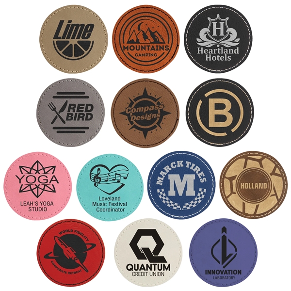 2.5" x 2.5" x 1/16" round PU leatherette garment patch.... from ASI 74601 Calico