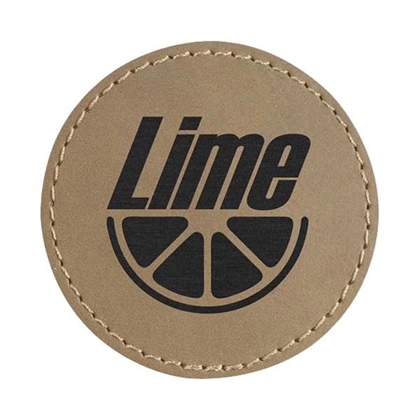 2.5" x 2.5" x 1/16" round PU leatherette garment patch.... from ASI 74601 Calico