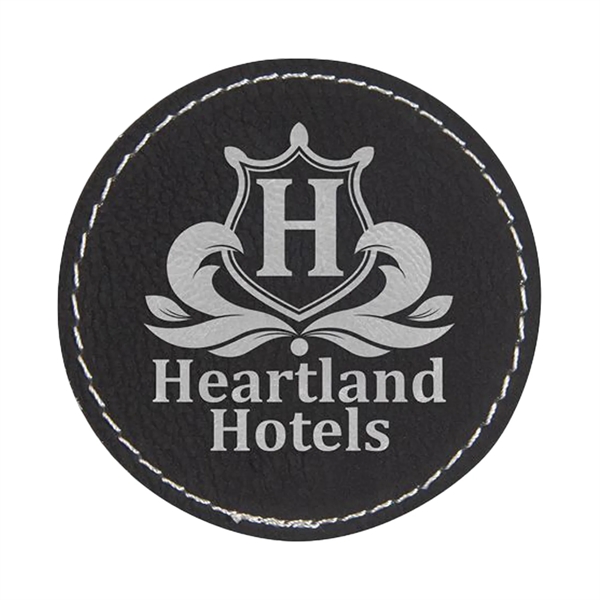 2.5" x 2.5" x 1/16" round PU leatherette garment patch.... from ASI 74601 Calico