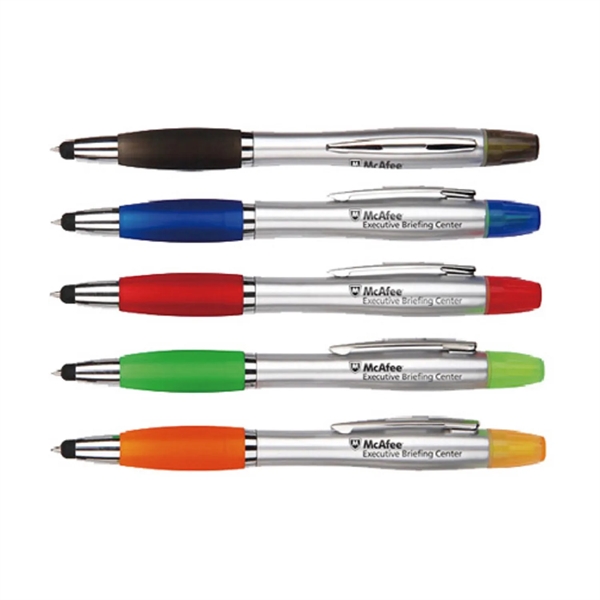 3-in-1 plastic ballpoint pen with highlighter and stylus.... from ASI 90859 Tempo Industries Inc / Tempoline