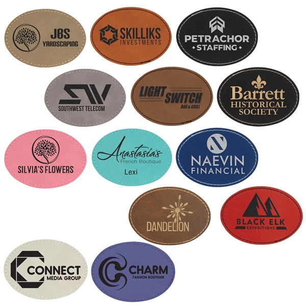 3.5" x 2.5" x 1/16" oval PU leatherette garment patch.... from ASI 74601 Calico