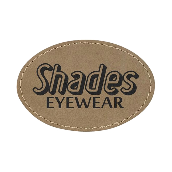 3" x 2"  x 1/16" oval PU leatherette garment patch.... from ASI 74601 Calico