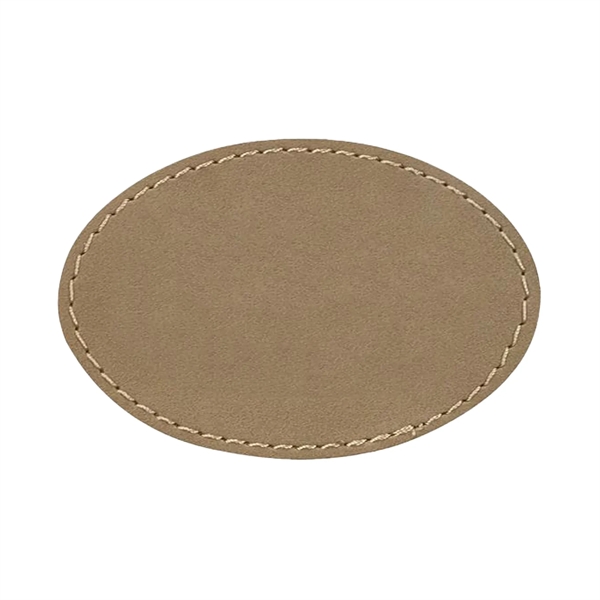 3" x 2"  x 1/16" oval PU leatherette garment patch.... from ASI 74601 Calico