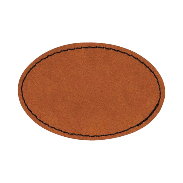 3" x 2"  x 1/16" oval PU leatherette garment patch.... from ASI 74601 Calico