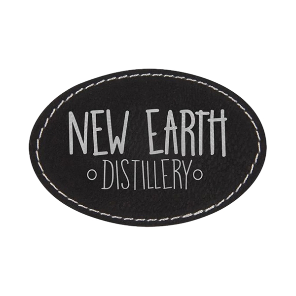 3" x 2"  x 1/16" oval PU leatherette garment patch.... from ASI 74601 Calico