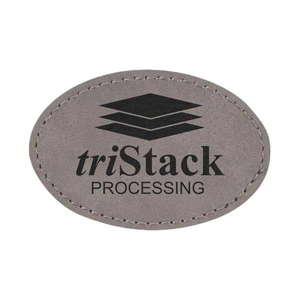 3" x 2"  x 1/16" oval PU leatherette garment patch.... from ASI 74601 Calico