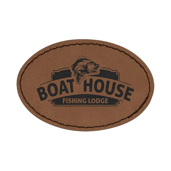 3" x 2"  x 1/16" oval PU leatherette garment patch.... from ASI 74601 Calico