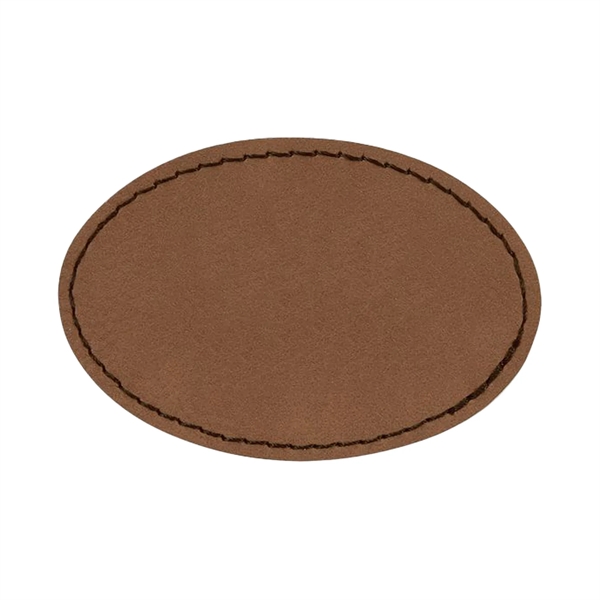 3" x 2"  x 1/16" oval PU leatherette garment patch.... from ASI 74601 Calico