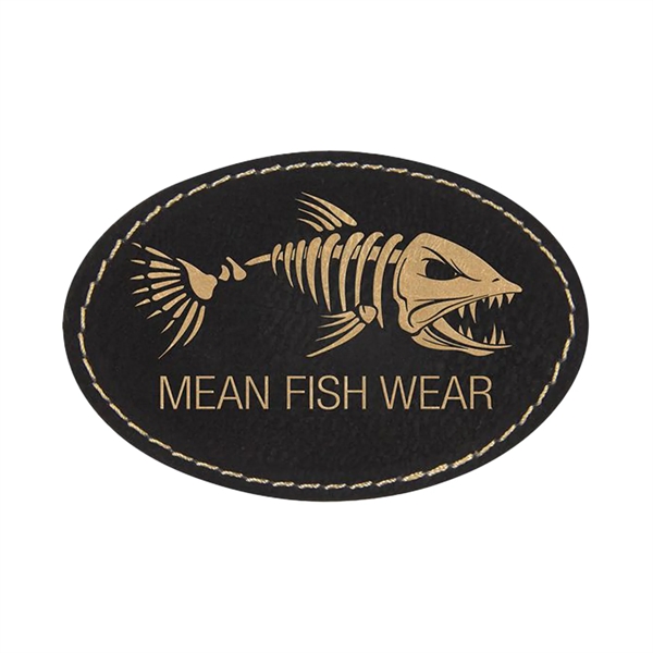 3" x 2"  x 1/16" oval PU leatherette garment patch.... from ASI 74601 Calico