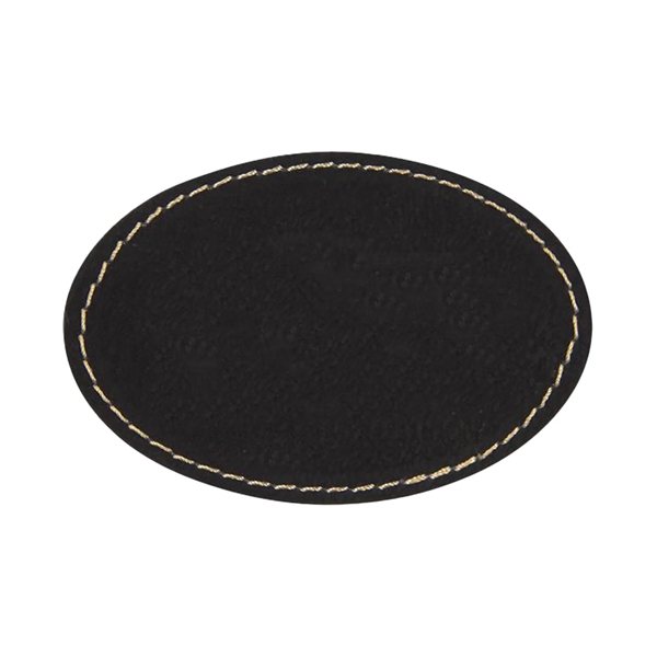 3" x 2"  x 1/16" oval PU leatherette garment patch.... from ASI 74601 Calico