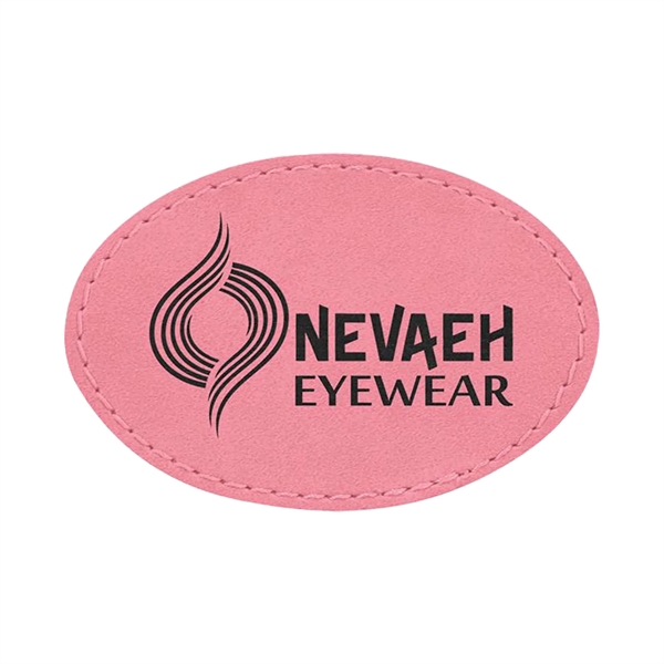 3" x 2"  x 1/16" oval PU leatherette garment patch.... from ASI 74601 Calico