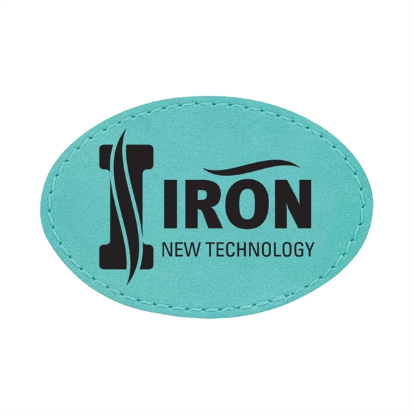 3" x 2"  x 1/16" oval PU leatherette garment patch.... from ASI 74601 Calico