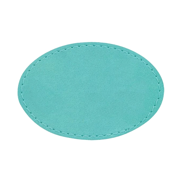 3" x 2"  x 1/16" oval PU leatherette garment patch.... from ASI 74601 Calico