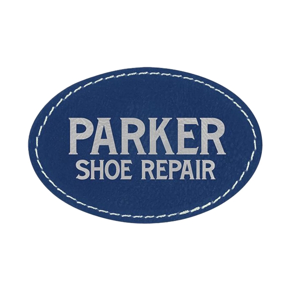 3" x 2"  x 1/16" oval PU leatherette garment patch.... from ASI 74601 Calico