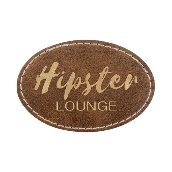 3" x 2"  x 1/16" oval PU leatherette garment patch.... from ASI 74601 Calico