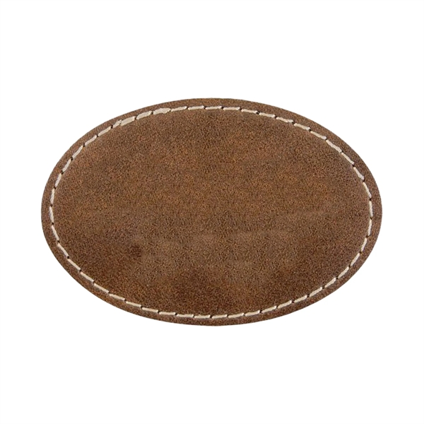 3" x 2"  x 1/16" oval PU leatherette garment patch.... from ASI 74601 Calico