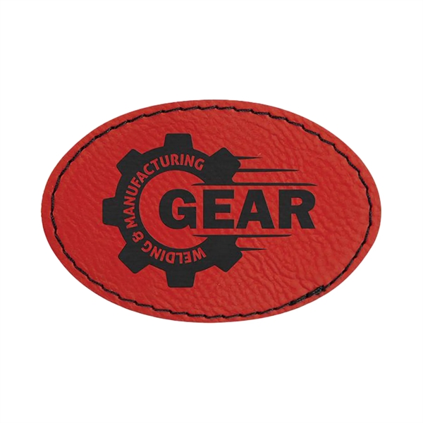 3" x 2"  x 1/16" oval PU leatherette garment patch.... from ASI 74601 Calico