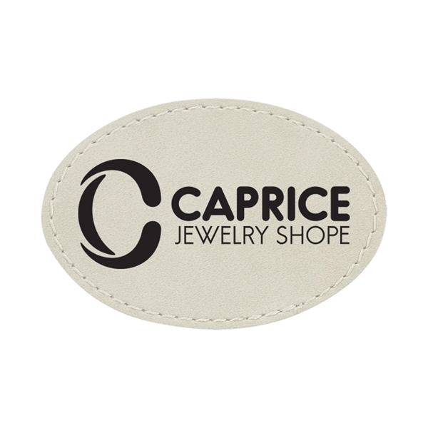 3" x 2"  x 1/16" oval PU leatherette garment patch.... from ASI 74601 Calico