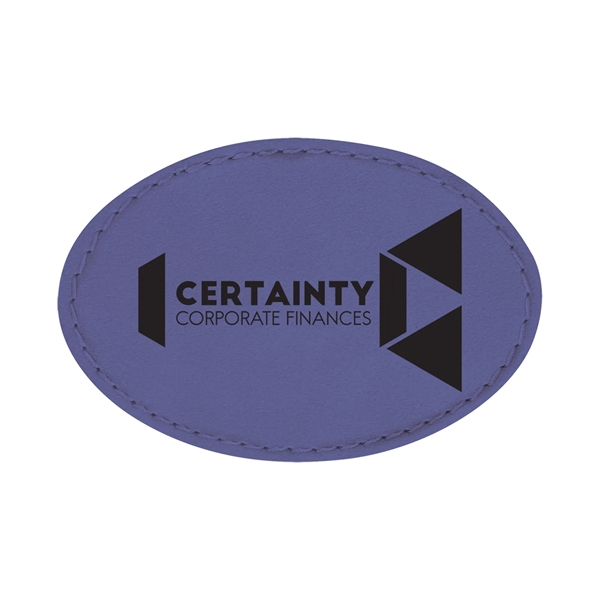 3" x 2"  x 1/16" oval PU leatherette garment patch.... from ASI 74601 Calico