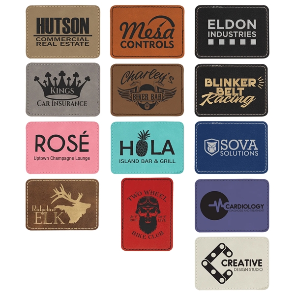 3.5" x 2.5" x 1/16" rectangular PU leatherette garment patch.... from ASI 74601 Calico