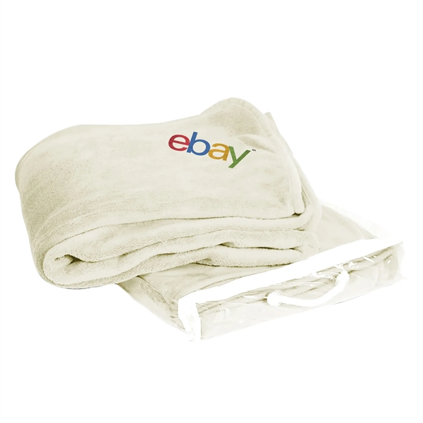 White 50" x 60" micro-plush coral fleece blanket for staying warm... from ASI 44900 NC Custom (CI/Lanco) / Lanco