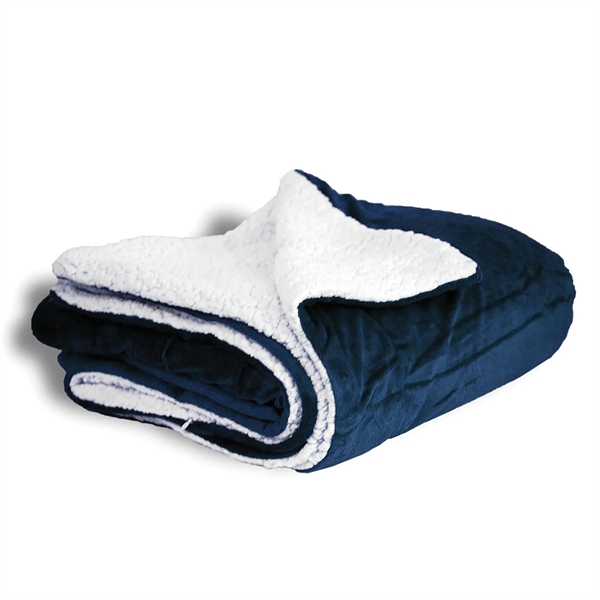 Navy blue 50" x 60" micro soft-touch Sherpa blanket for staying... from ASI 44900 NC Custom (CI/Lanco) / Lanco