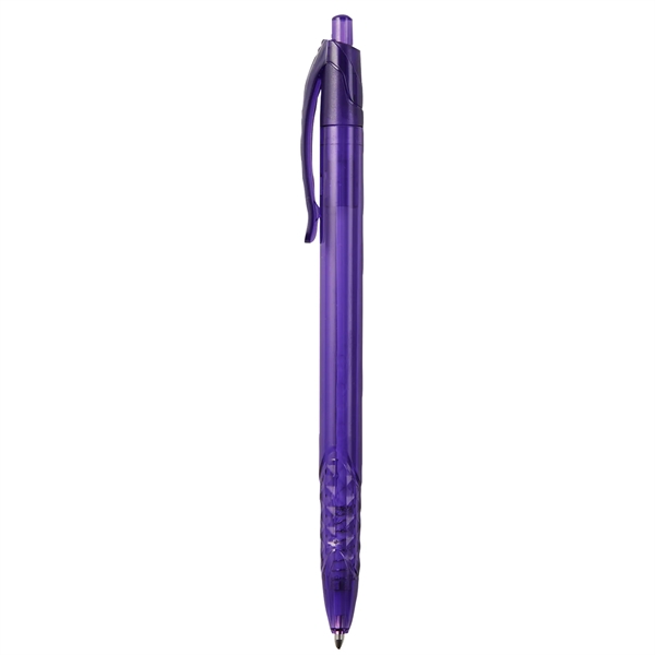 Retractable ballpoint pen with a unique grip pattern and a translucent... from ASI 52840 Evans Manufacturing