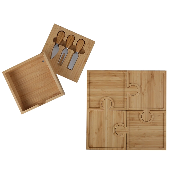 6-in-1 Bamboo puzzle cheese board set with serving tools... from ASI 52840 Evans Manufacturing