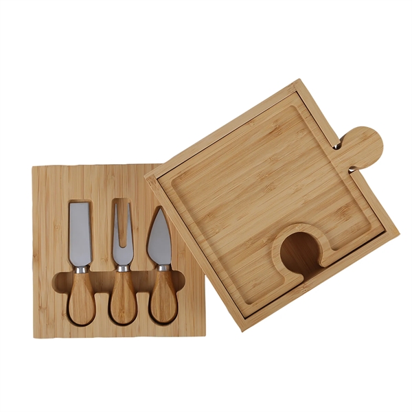 6-in-1 Bamboo puzzle cheese board set with serving tools... from ASI 52840 Evans Manufacturing