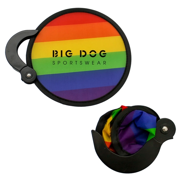 This collapsible, rainbow folding fan is equipped with a handle that... from ASI 52710 Lincoln Line