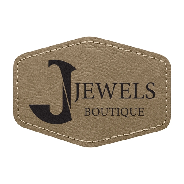 3.5" x 2.5" x 1/16" hexagonal PU leatherette garment patch.... from ASI 74601 Calico