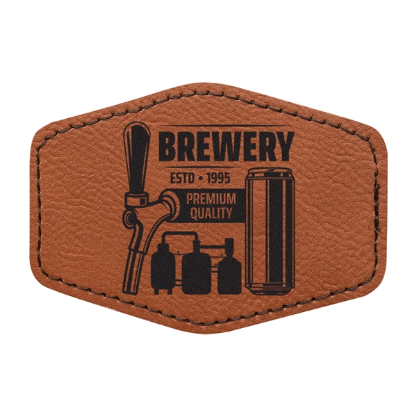 3.5" x 2.5" x 1/16" hexagonal PU leatherette garment patch.... from ASI 74601 Calico