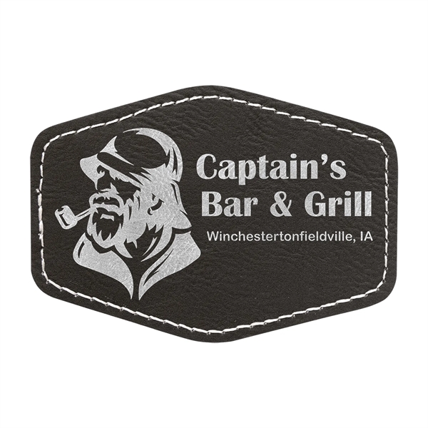 3.5" x 2.5" x 1/16" hexagonal PU leatherette garment patch.... from ASI 74601 Calico