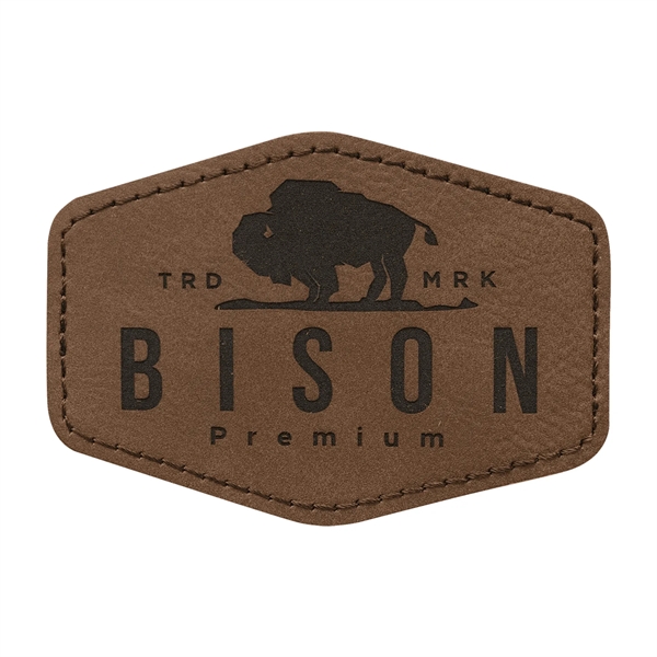 3.5" x 2.5" x 1/16" hexagonal PU leatherette garment patch.... from ASI 74601 Calico