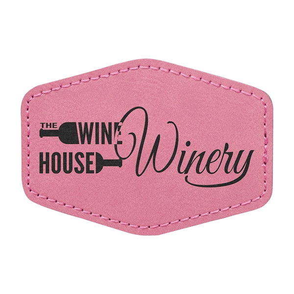 3.5" x 2.5" x 1/16" hexagonal PU leatherette garment patch.... from ASI 74601 Calico