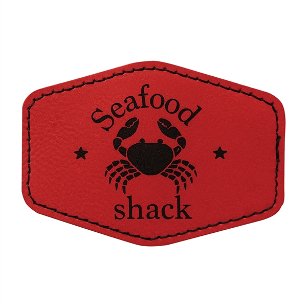 3.5" x 2.5" x 1/16" hexagonal PU leatherette garment patch.... from ASI 74601 Calico