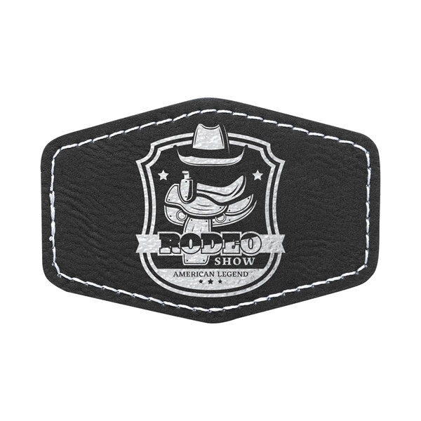 3" x 2" x 1/16" hexagonal PU leatherette garment patch.... from ASI 74601 Calico