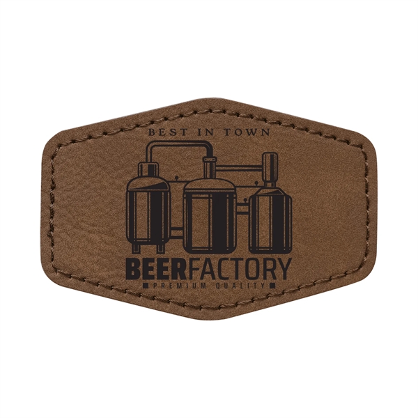 3" x 2" x 1/16" hexagonal PU leatherette garment patch.... from ASI 74601 Calico