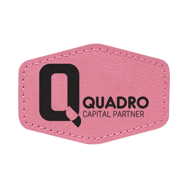 3" x 2" x 1/16" hexagonal PU leatherette garment patch.... from ASI 74601 Calico