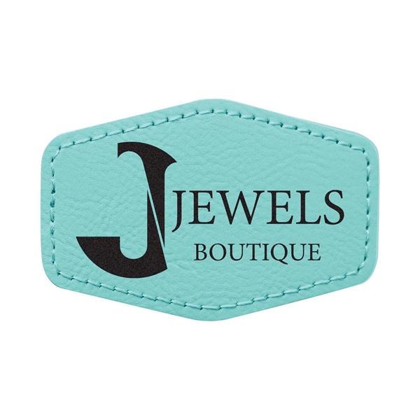 3" x 2" x 1/16" hexagonal PU leatherette garment patch.... from ASI 74601 Calico