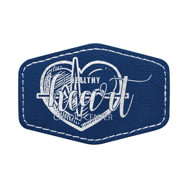 3" x 2" x 1/16" hexagonal PU leatherette garment patch.... from ASI 74601 Calico