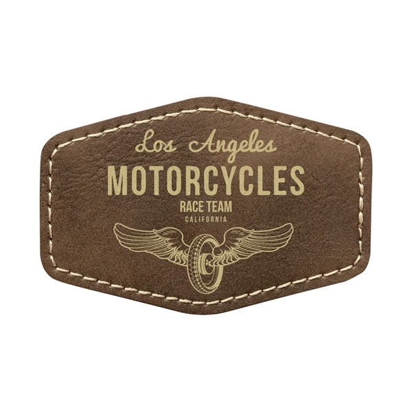 3" x 2" x 1/16" hexagonal PU leatherette garment patch.... from ASI 74601 Calico