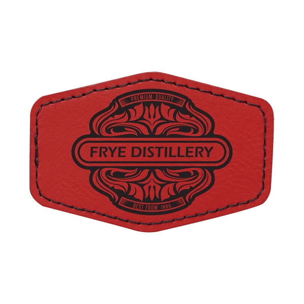 3" x 2" x 1/16" hexagonal PU leatherette garment patch.... from ASI 74601 Calico