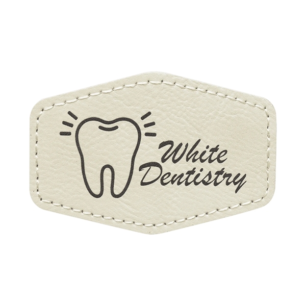 3" x 2" x 1/16" hexagonal PU leatherette garment patch.... from ASI 74601 Calico